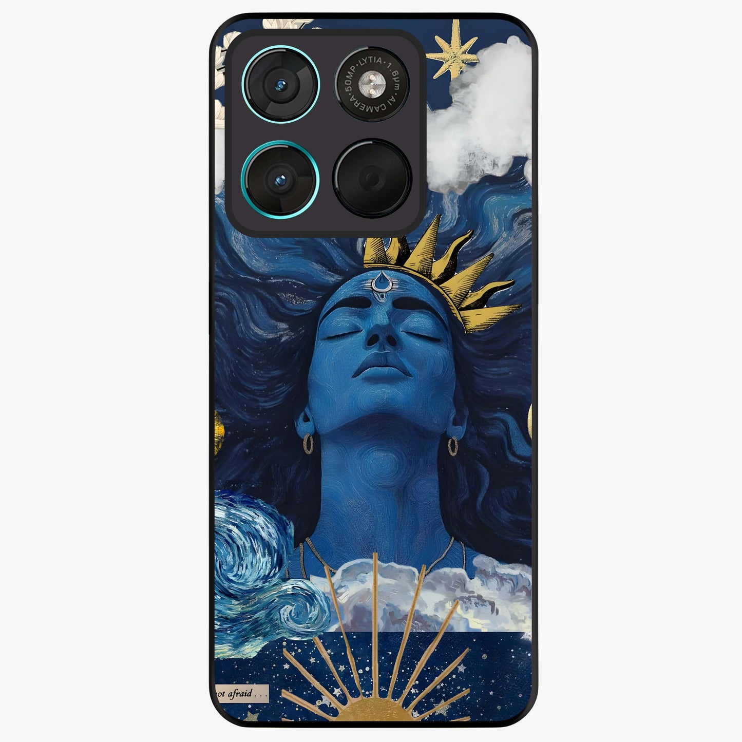 Aesthetic Lord Shiva Glass Case showing flat back view with divine Shiva artwork and glossy glass finish.