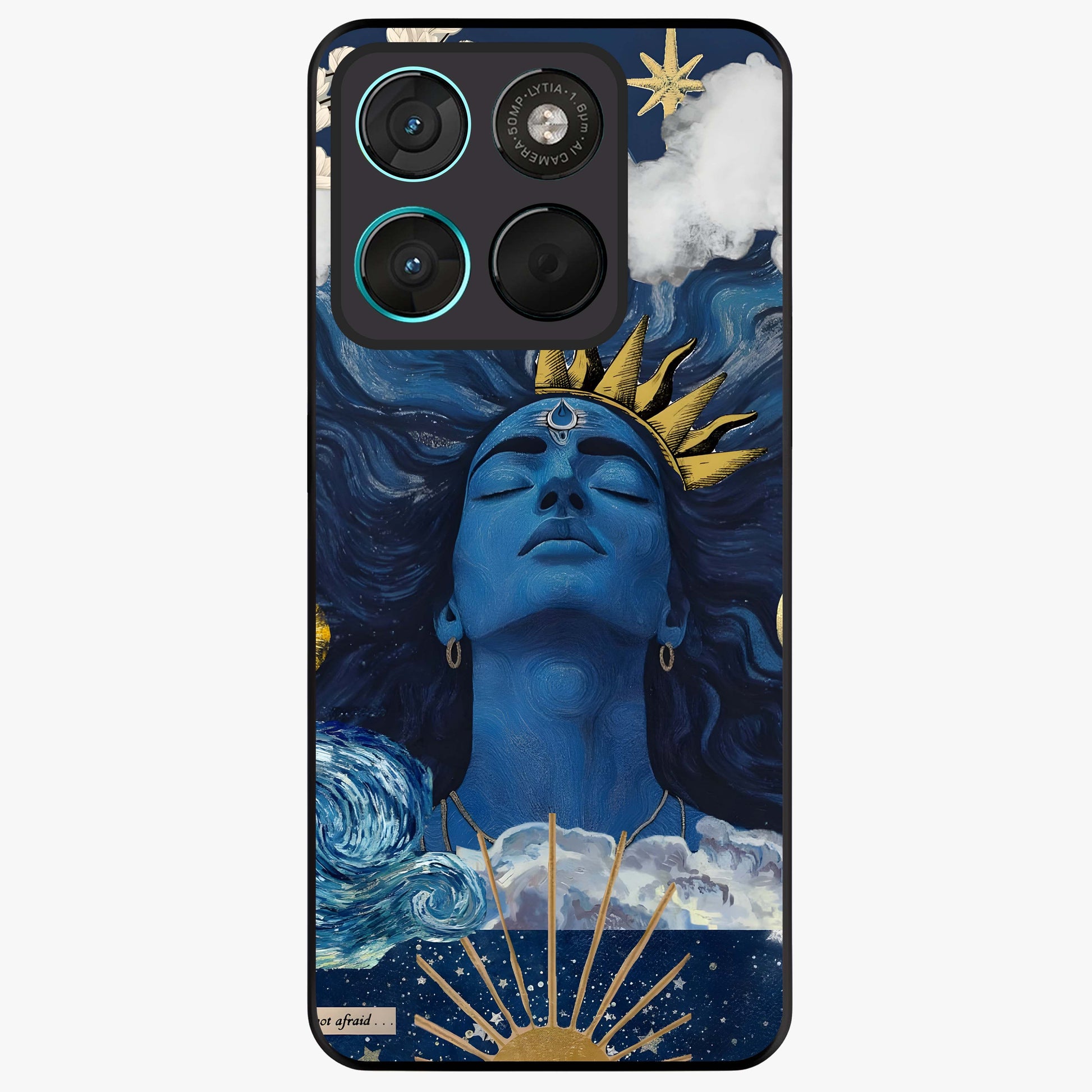 Aesthetic Lord Shiva Glass Case showing flat back view with divine Shiva artwork and glossy glass finish.