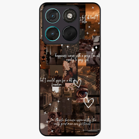 Bittersweet Aesthetic Chaos Glass Case showing flat back view with artistic chaotic aesthetic design and glossy glass finish.