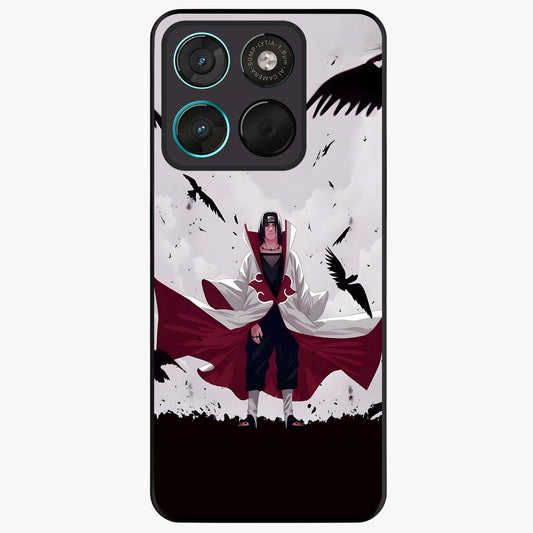 Crimson Crow Ascension Glass Case showing flat back view with mystical crow artwork and glossy glass finish.