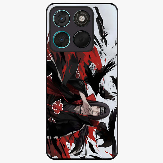Crimson Crow Illusion Glass Case showing flat back view with artistic crow illusion artwork and glossy glass finish.