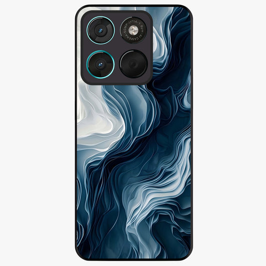 Ethereal Paper Marble Glass Case showing flat back view with soft marble paper texture artwork and glossy glass finish.