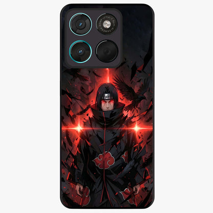 Focused Blade Discipline Glass Case showing flat back view with warrior sword themed artwork and glossy glass finish.