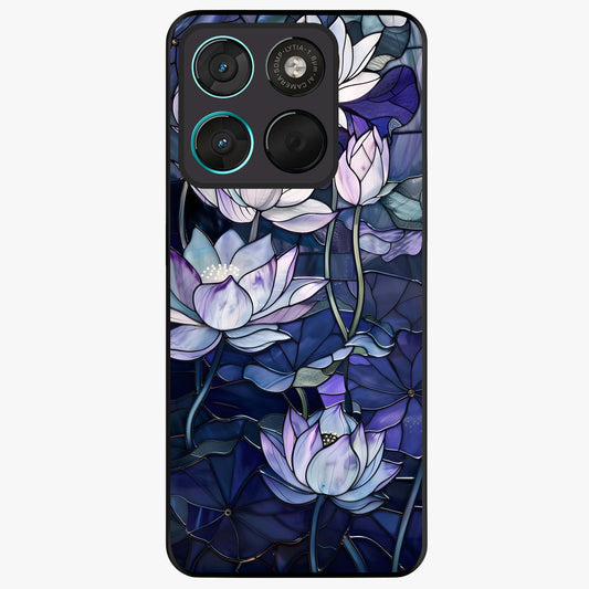 Gloss Petal Rush Glass Case showing flat back view with glossy flower petal artwork and smooth glass finish.
