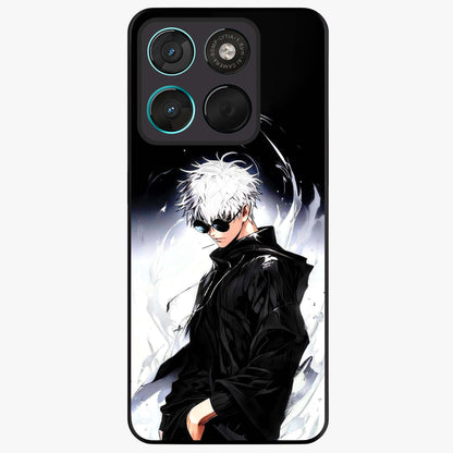Limitless Shadow King Glass Case showing flat back view with powerful shadow warrior artwork and glossy glass finish.