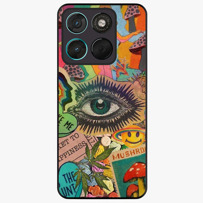 Mystic Eye Wonderland Glass Case showing flat back view with mystical eye themed artwork and glossy glass finish.