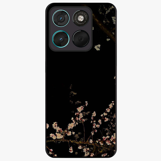 Petal Moon Light With Custom Name Glass Case showing flat back view with floral moonlight artwork and personalized name design.