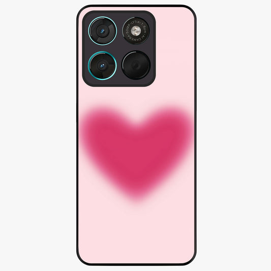 Pink Aura Heart Glass Case showing flat back view with glowing heart artwork and glossy glass finish.