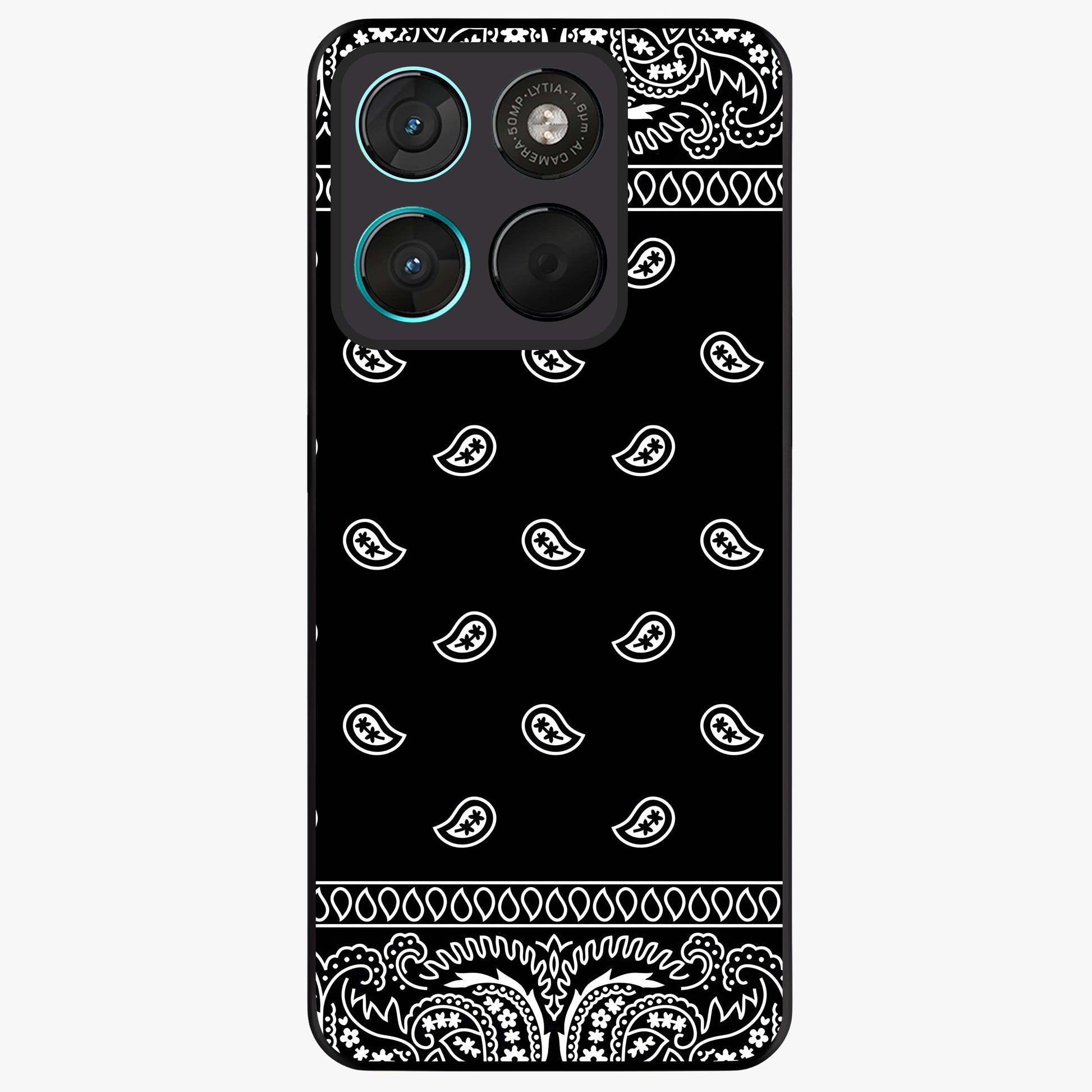 Retro Rebel Threads Glass Case showing flat back view with vintage street style artwork and glossy glass finish.