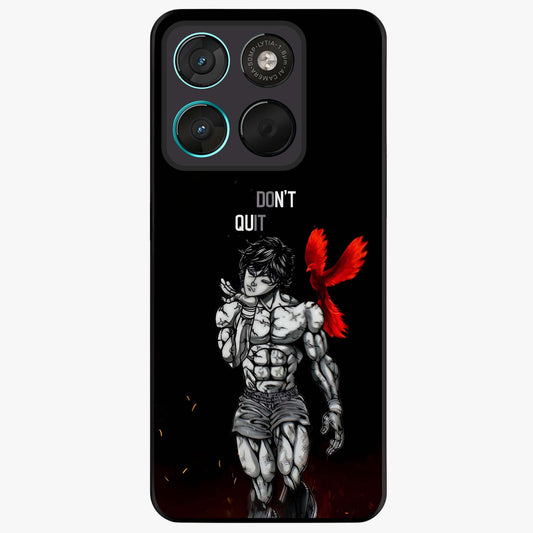 Rise Beyond Limits Glass Case showing flat back view with motivational typography artwork and glossy glass finish.