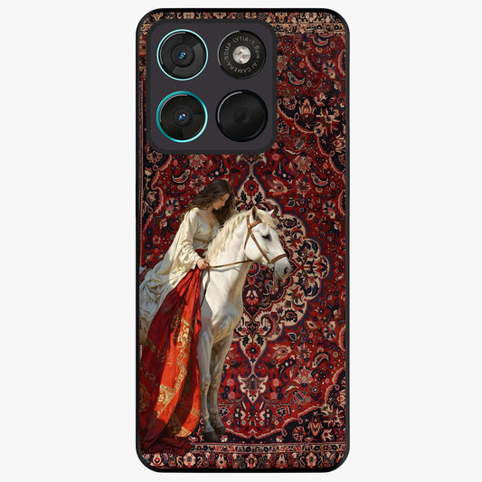 Royal Touch Reach Glass Case showing flat back view with elegant royal themed artwork and glossy glass finish.