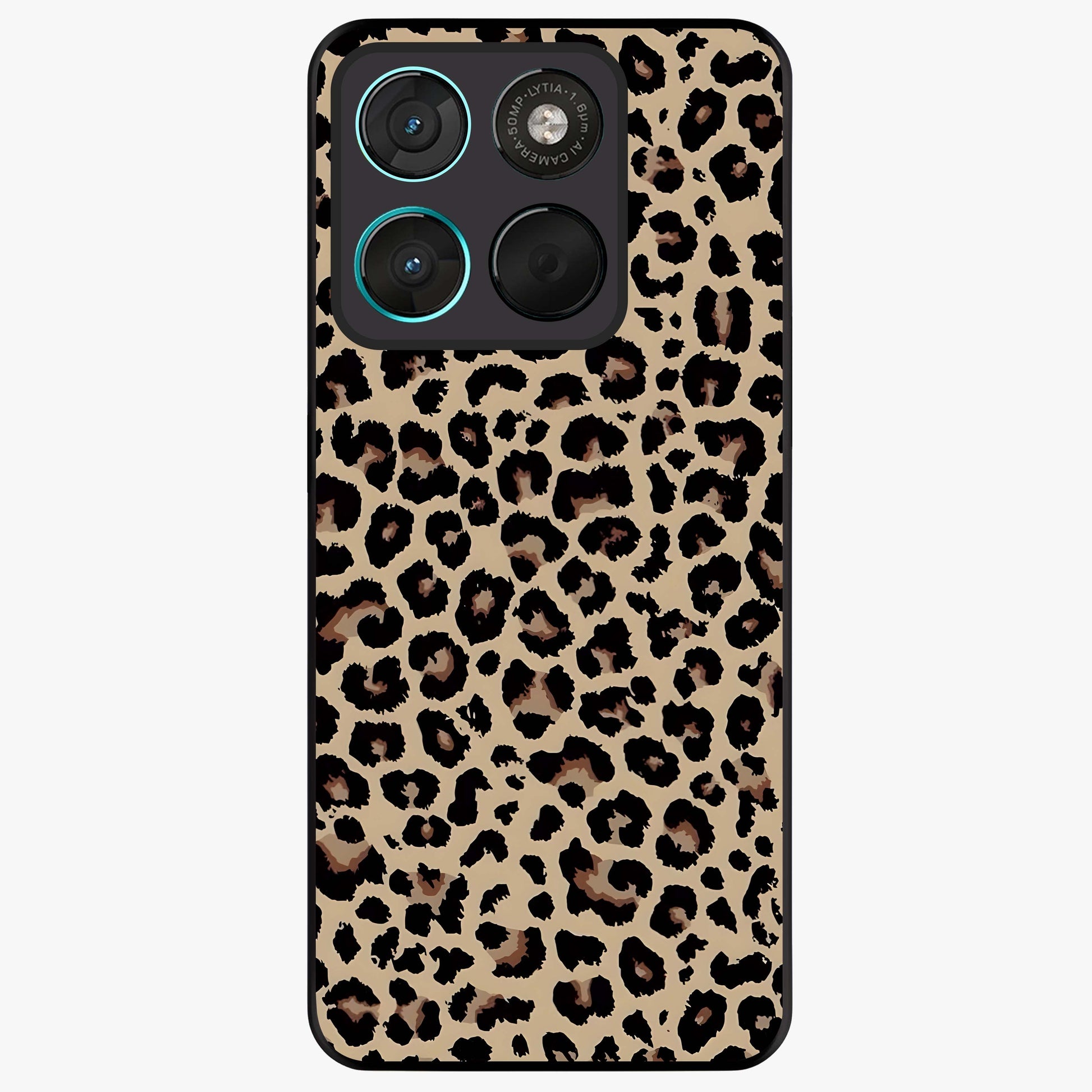 Savage Chic Pattern Glass Case showing flat back view with stylish patterned artwork and glossy glass finish.