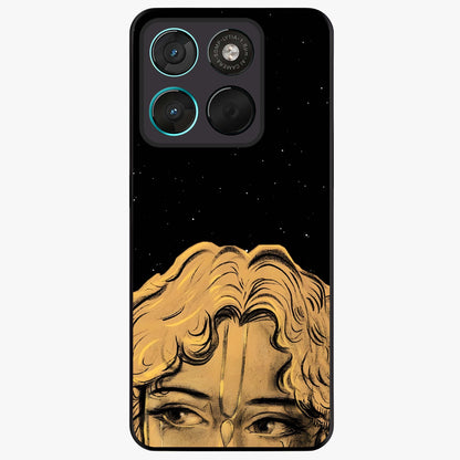 Shri Krishna Art Glass Case showing flat back view with devotional Krishna artwork and glossy glass finish.