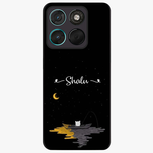 Silent Night Row Glass Case showing flat back view with calm night themed artwork and glossy glass finish.