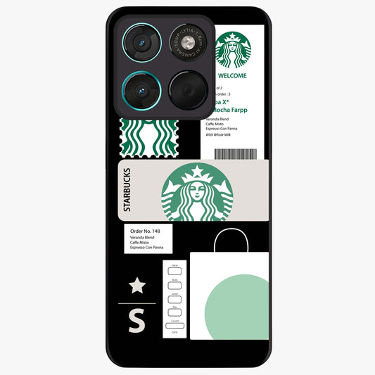 Starbucks Mocha Glass Case showing flat back view with coffee inspired artwork and glossy glass finish.