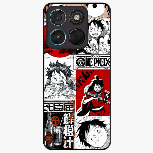 Strawhat Chaos Panels Glass Case showing flat back view with anime inspired chaos panel artwork and glossy glass finish.