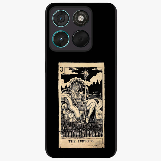 The Empress Glass Case showing flat back view with regal feminine artwork and glossy glass finish.