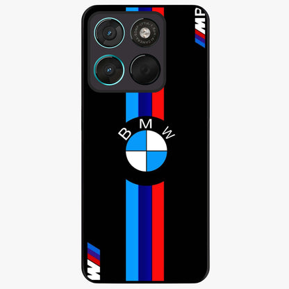 Turbo BMW Beast Glass Case showing flat back view with high performance sports car artwork and glossy glass finish.