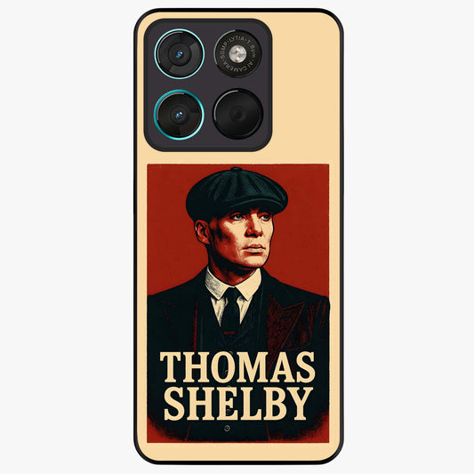 Vintage Mafia Authority Glass Case showing flat back view with bold vintage mafia inspired artwork and glossy glass finish.