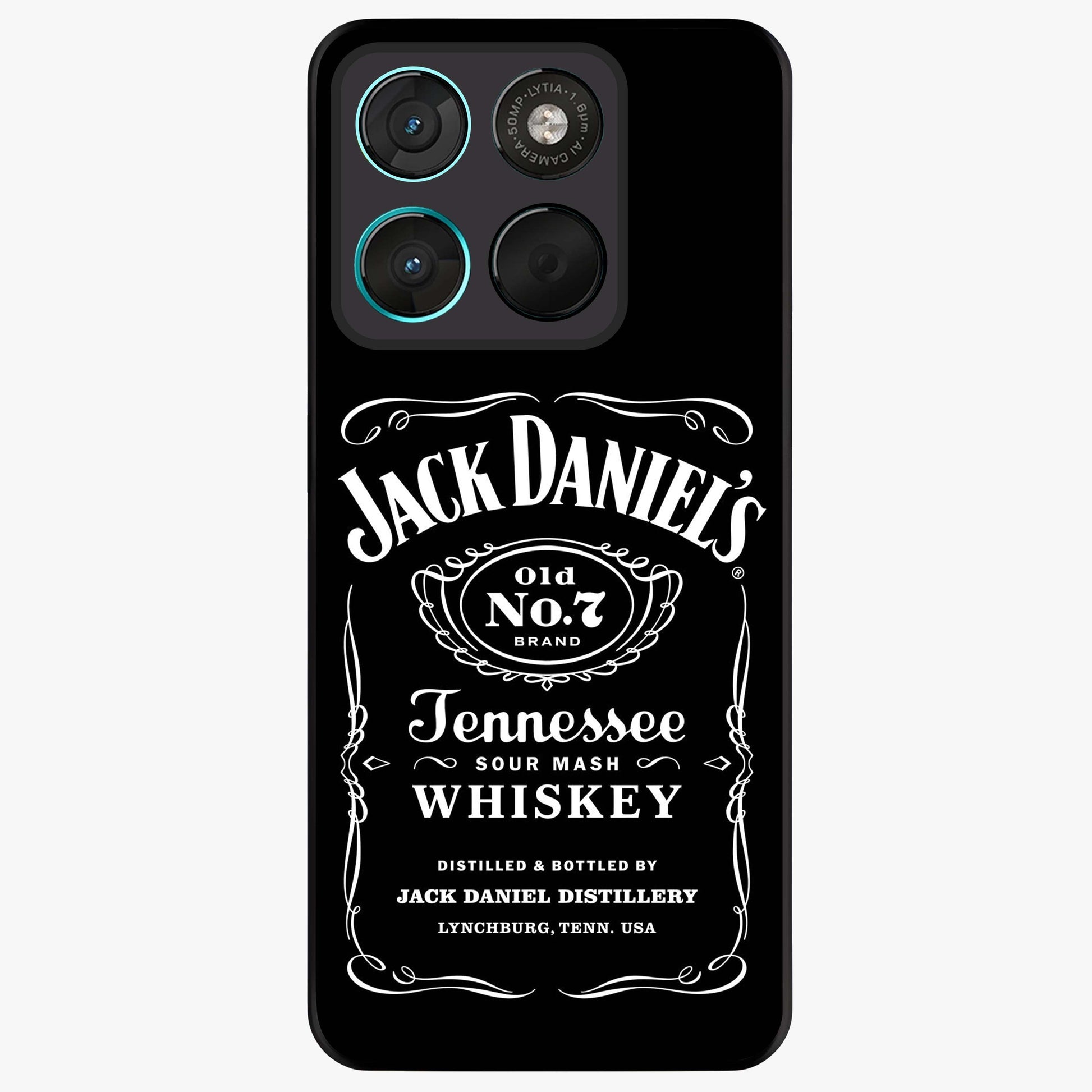 Vintage Whiskey Heritage Glass Case showing flat back view with classic whiskey inspired artwork and glossy glass finish.