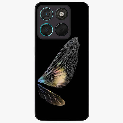 Whispers Of Wings Glass Case showing flat back view with graceful wing inspired artwork and glossy glass finish.