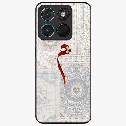 White Aesthetic Bow Glass Case showing flat back view with minimal bow artwork and glossy glass finish.