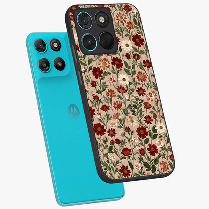 Biege Flower With Leaf Glass Case displayed in angled mockup highlighting minimal floral leaf design and elegant aesthetic.