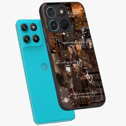 Bittersweet Aesthetic Chaos Glass Case displayed in angled mockup highlighting expressive abstract artwork and edgy aesthetic theme.