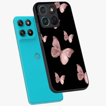 Butterfly Pattern Glass Case displayed in angled mockup highlighting delicate butterfly design and aesthetic pattern style.