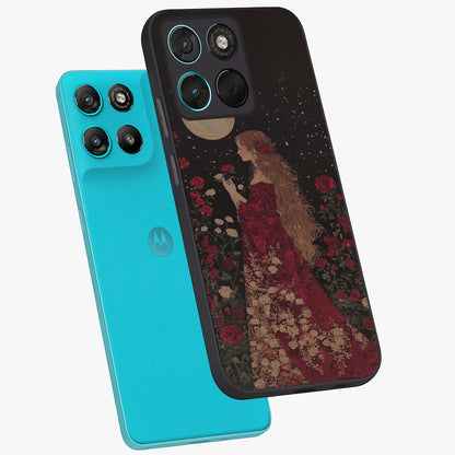 Crimson Dreams Glass Case displayed in angled mockup highlighting soft crimson aesthetic design with artistic theme.