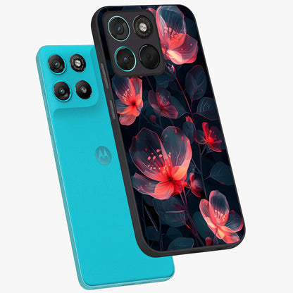 Dark Shade of Flower Glass Case displayed in angled mockup highlighting moody floral illustration with aesthetic dark tones.