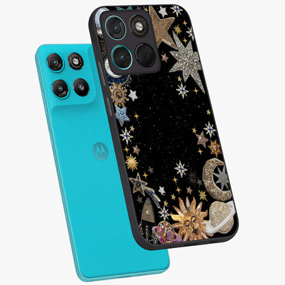Galactic Jewel Stars Glass Case displayed in angled mockup highlighting shining celestial star design with cosmic aesthetic style.