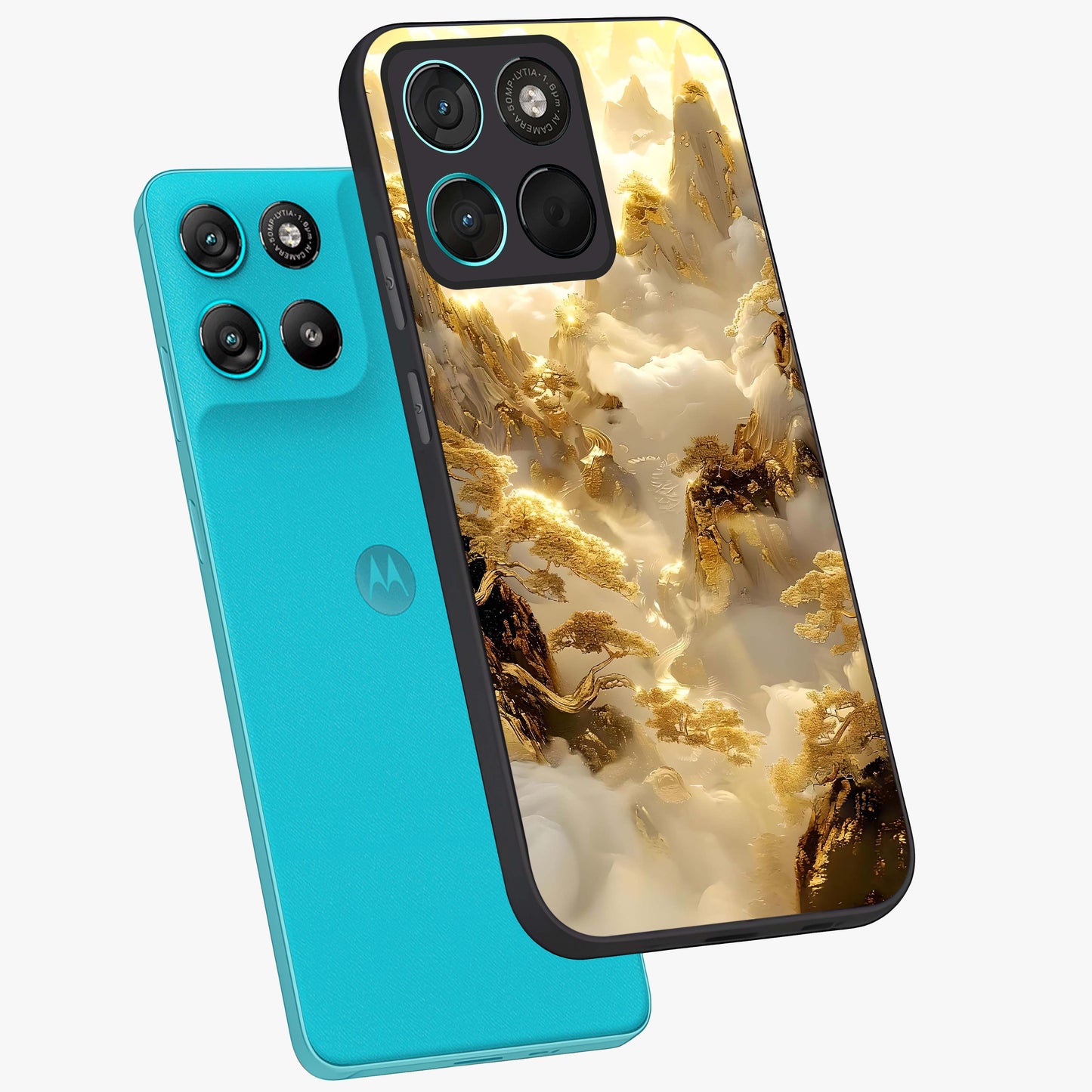 Gates Of Illumination Glass Case displayed in angled mockup highlighting radiant portal inspired design with fantasy aesthetic.