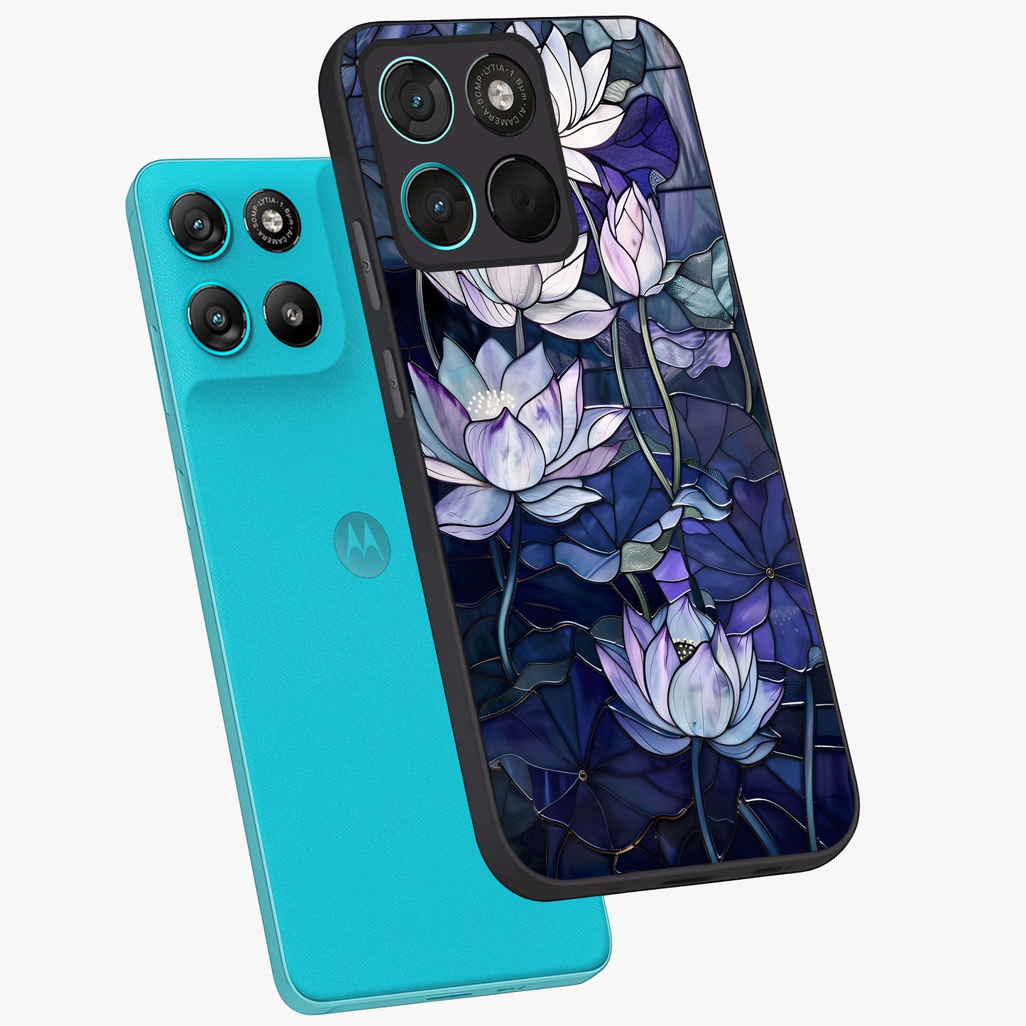 Gloss Petal Rush Glass Case displayed in angled mockup highlighting vibrant petal design with elegant floral aesthetic.