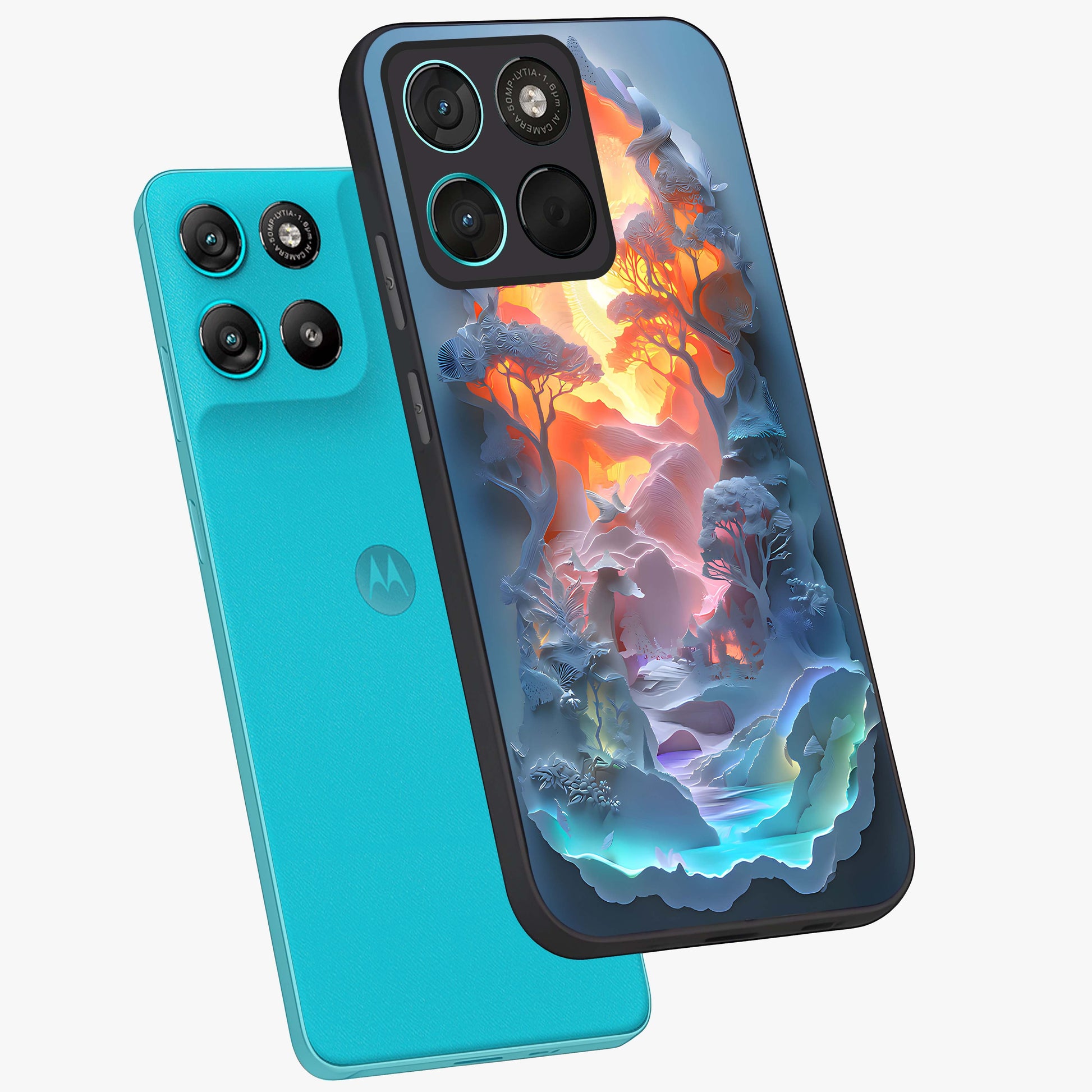 Glow Forest Portal Glass Case displayed in angled mockup highlighting mystical forest design with magical glowing aesthetic.
