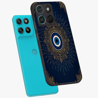 Golden Celestial Charm Glass Case displayed in angled mockup highlighting sparkling cosmic charm design with celestial aesthetic.