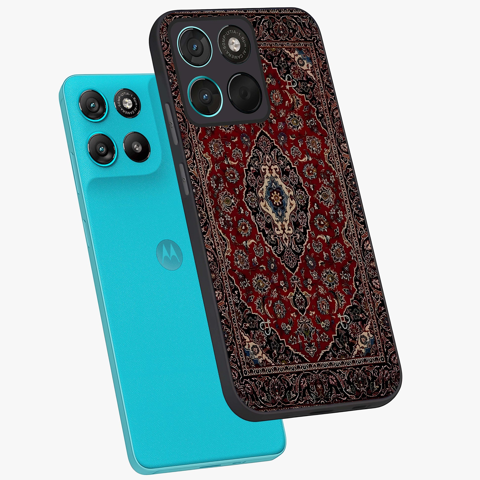 Heritage Carpet Royale Glass Case displayed in angled mockup highlighting intricate royal carpet design with heritage aesthetic.