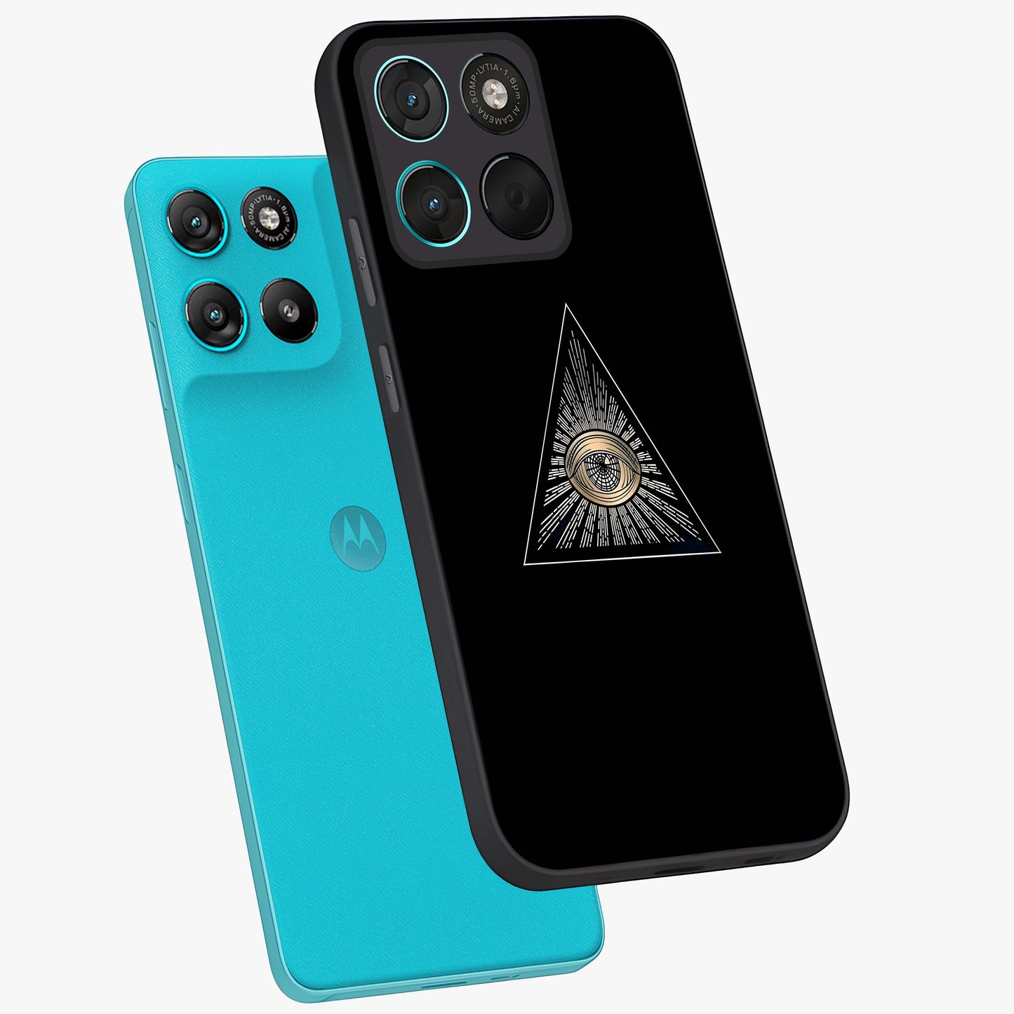 Illuminati Evil Glass Case displayed in angled mockup highlighting dark occult inspired design with bold aesthetic style.