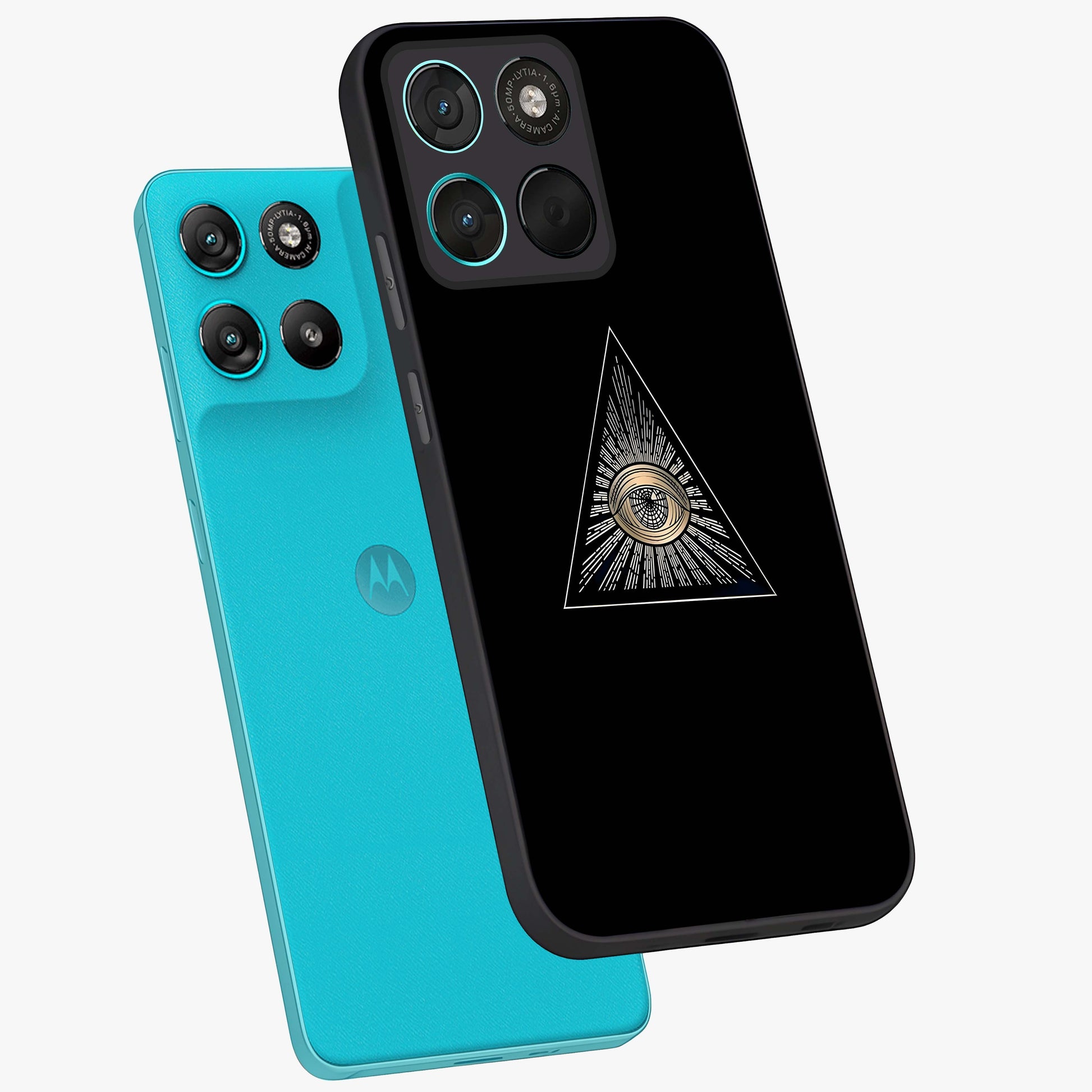 Illuminati Evil Glass Case displayed in angled mockup highlighting dark occult inspired design with bold aesthetic style.