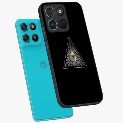 Illuminati Evil Glass Case displayed in angled mockup highlighting dark occult inspired design with bold aesthetic style.
