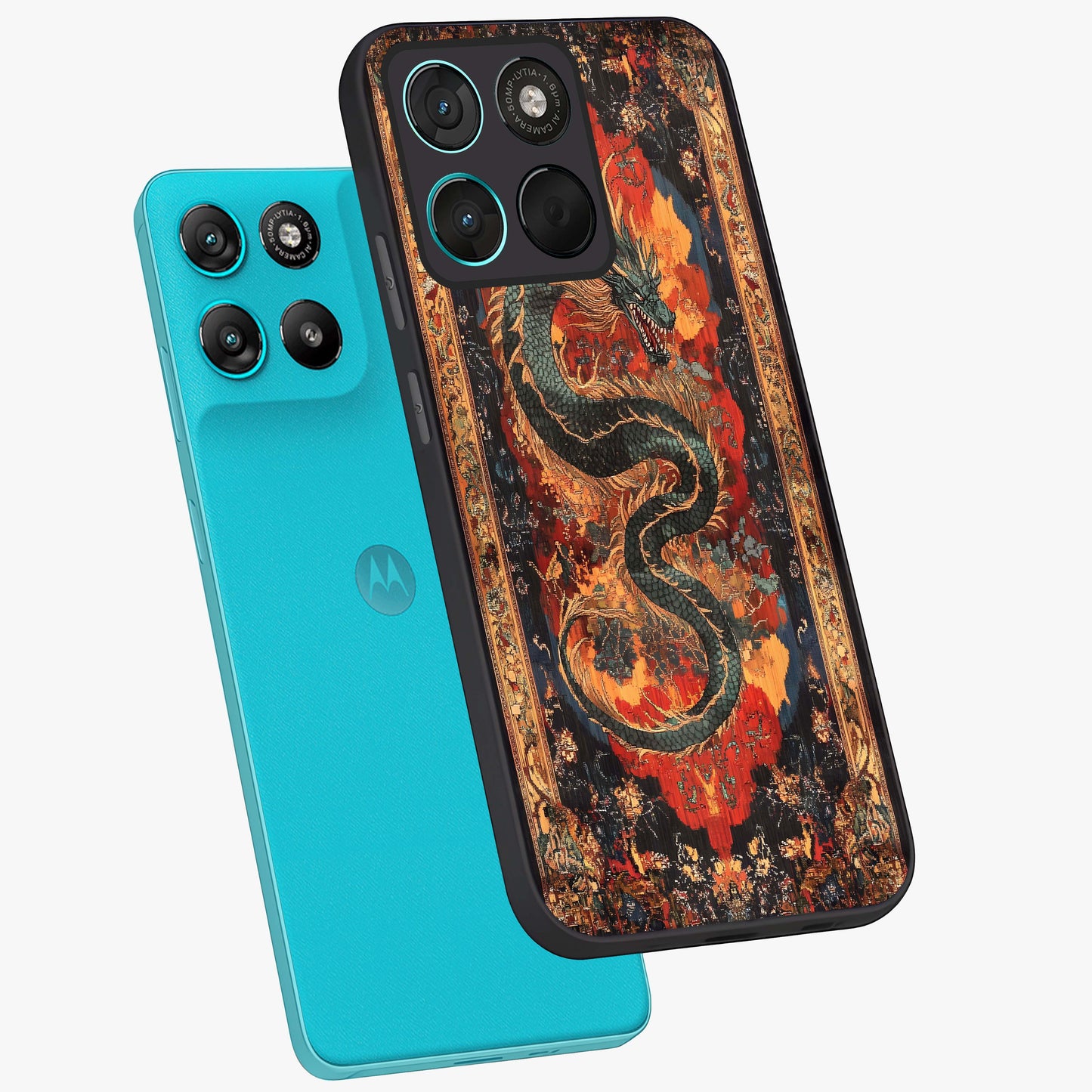 Inferno Dragon Soul Glass Case displayed in angled mockup highlighting powerful dragon illustration with inferno aesthetic.