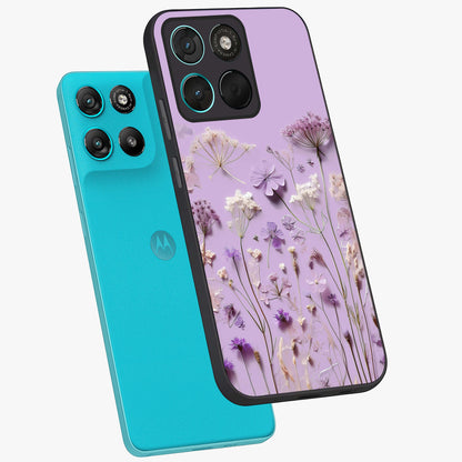 Lavender Blossom Dream Glass Case displayed in angled mockup highlighting dreamy lavender flower design with calming aesthetic style.