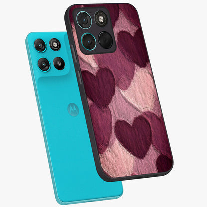 Layered Paper Hearts Glass Case displayed in angled mockup highlighting creative paper craft heart design with romantic aesthetic.