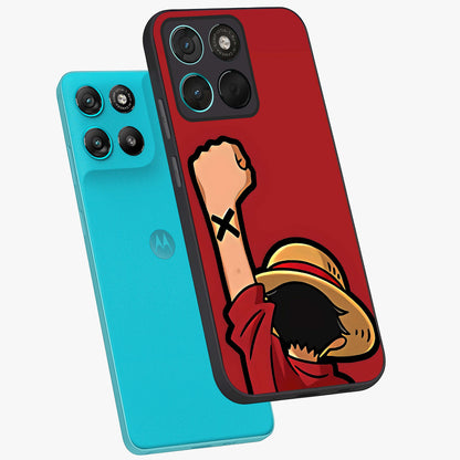 Luffy X Spirit Glass Case displayed in angled mockup highlighting powerful anime design with energetic action aesthetic.