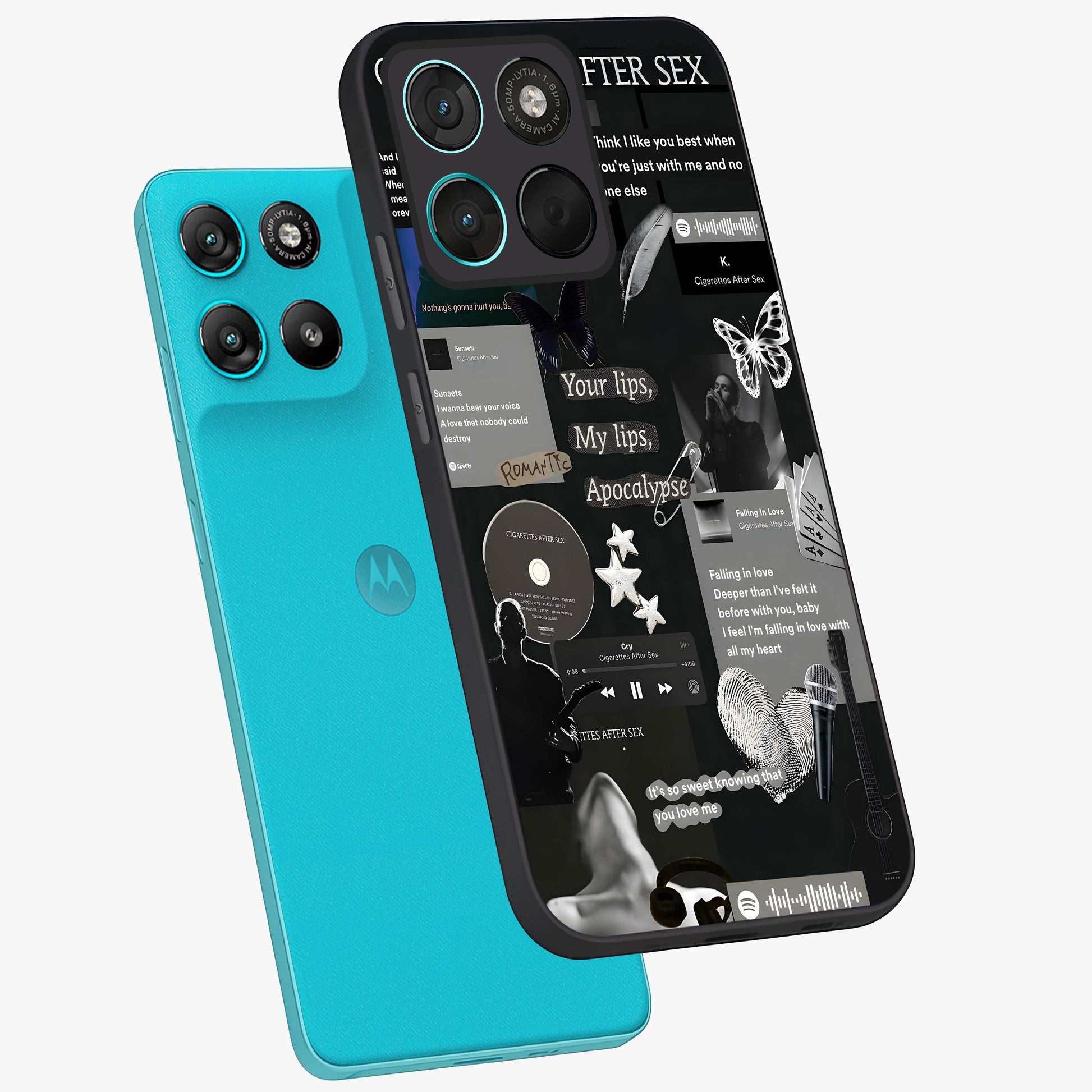 Midnight Love Echo Glass Case displayed in angled mockup highlighting elegant love inspired design with deep aesthetic style.