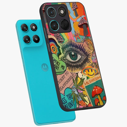 Mystic Eye Wonderland Glass Case displayed in angled mockup highlighting magical eye illustration with dreamy aesthetic.