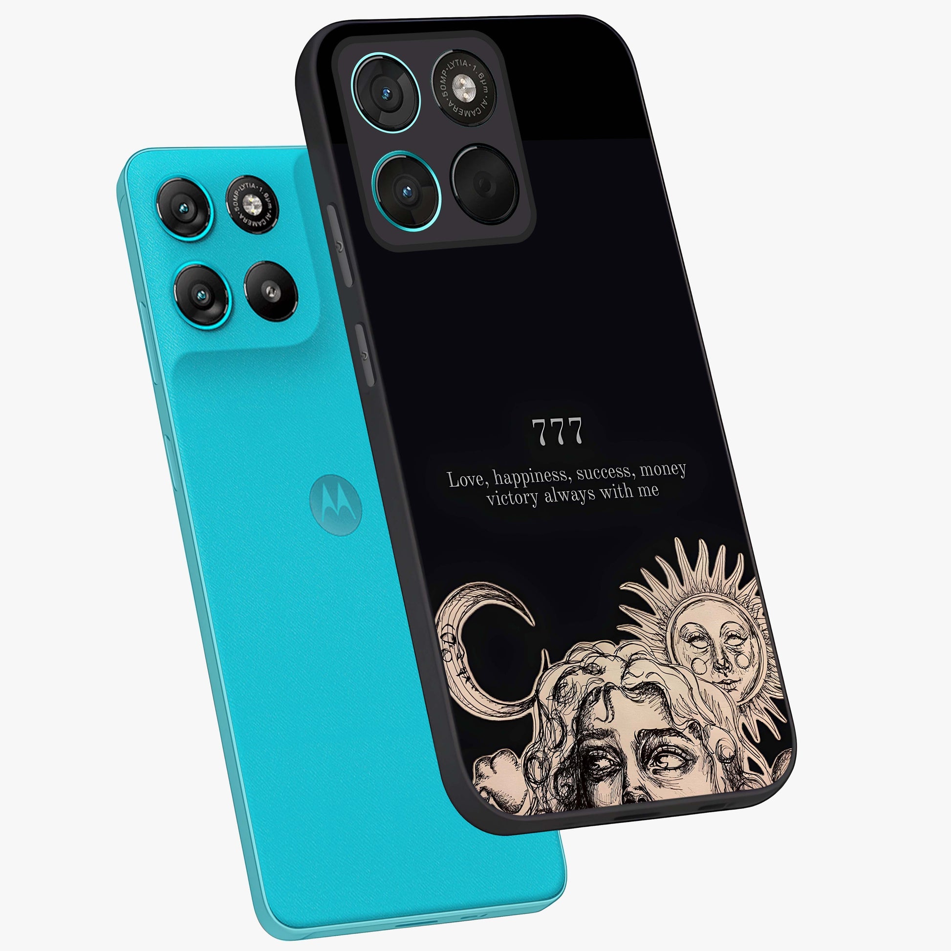 Mystic Victory Aura Glass Case displayed in angled mockup highlighting energetic aura design with bold mystical aesthetic.