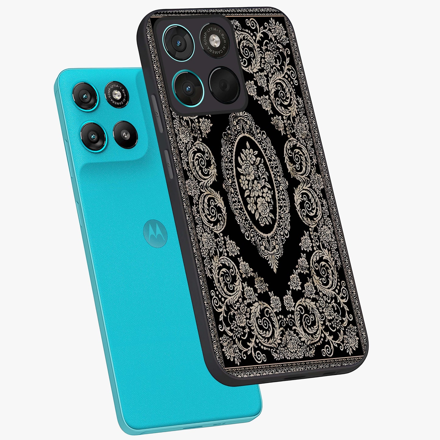 Noir Bloom Elegance Glass Case displayed in angled mockup highlighting refined flower design with stylish noir aesthetic.