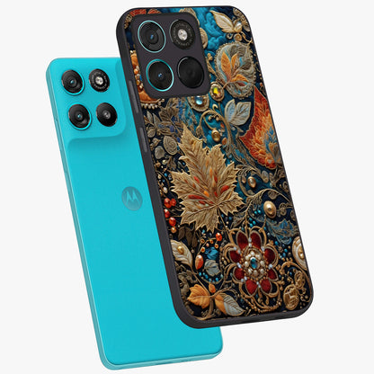 Royal Jewel Garden Glass Case displayed in angled mockup highlighting vibrant jewel inspired floral design with elegant aesthetic.