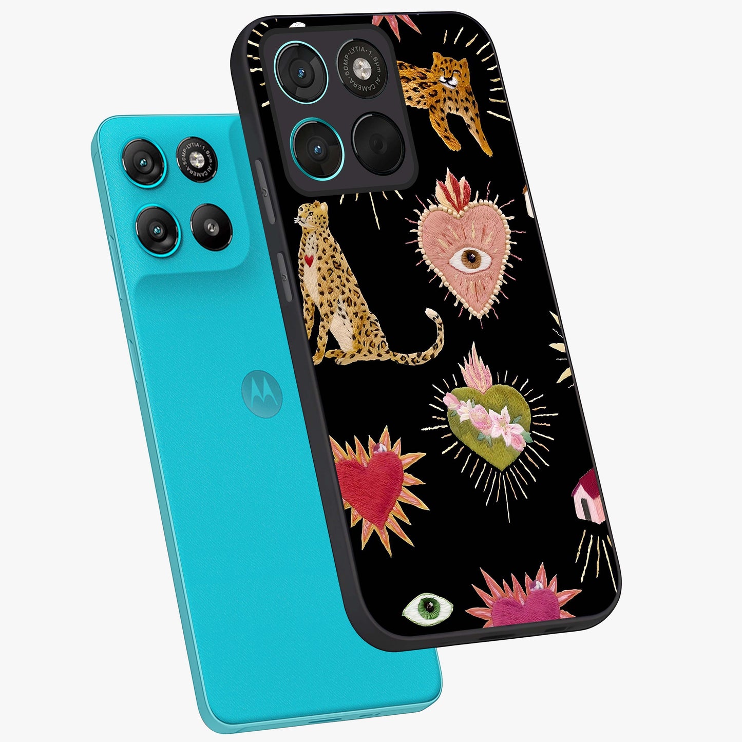Sacred Jungle Heart Glass Case displayed in angled mockup highlighting lush tropical design with natural aesthetic style.